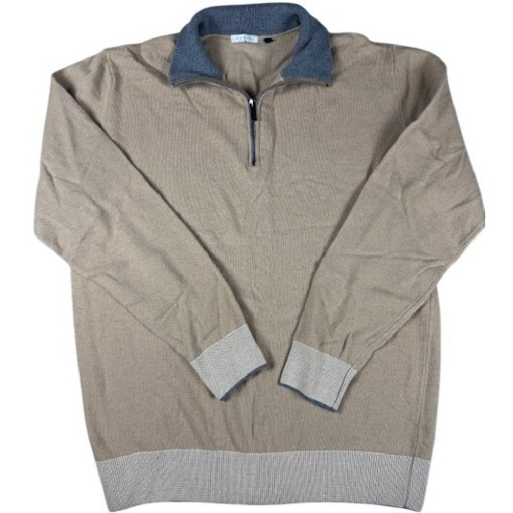 Codice Men's L Wool Cashmere Quarter‎ Zip Business Casual Quiet Luxury, Sweater